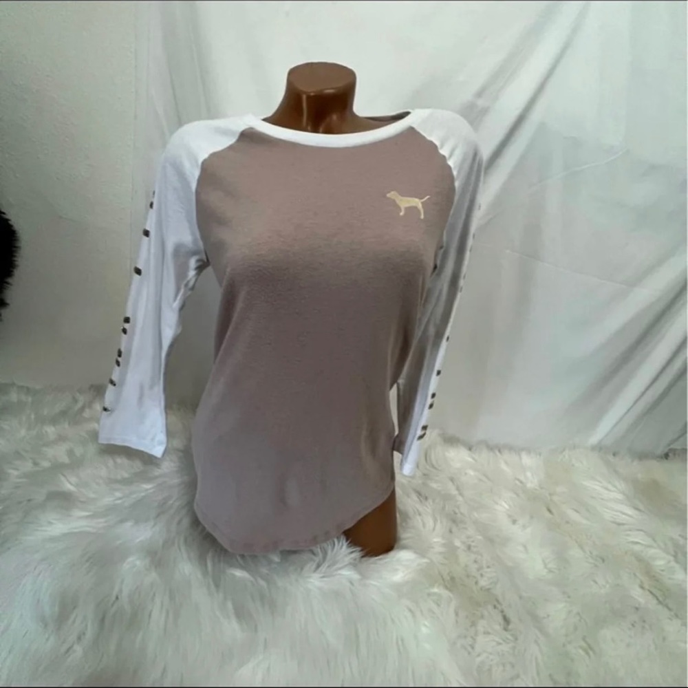 PINK Victoria Secret Pink & White Bling Top vintage colorblock